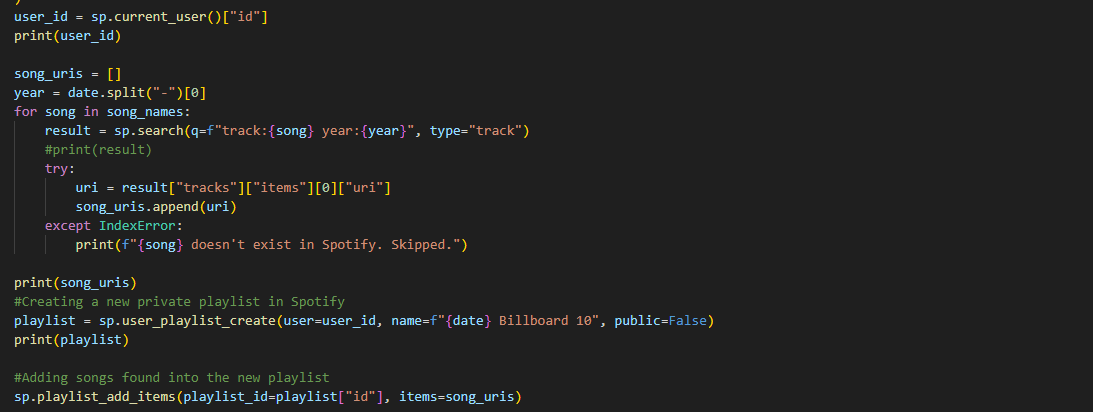 Using Spotify's API to create playlists